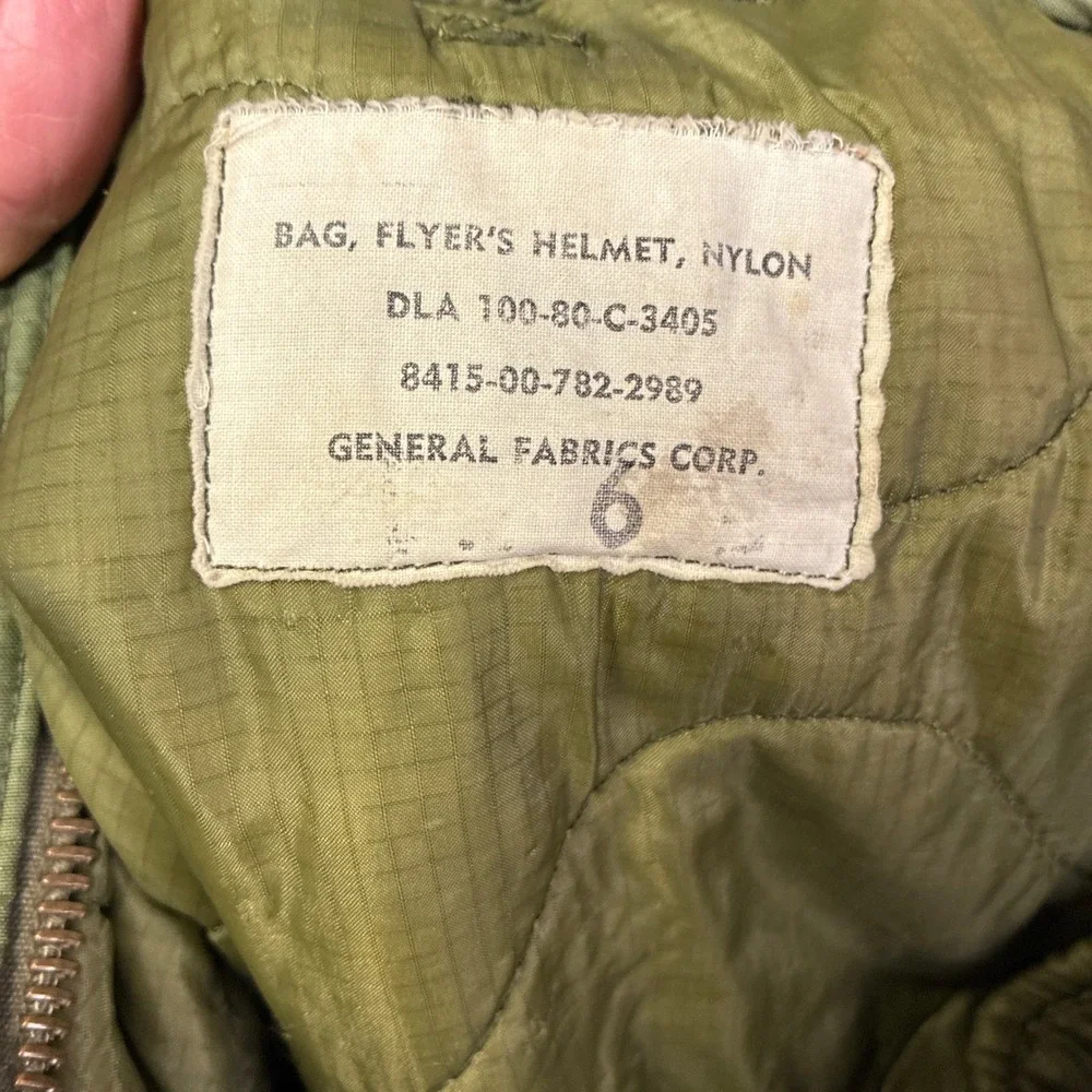 General‎ Fabrics Corp Flyer's Helmet Bag Unisex OS Olive Green Vintage 1980
